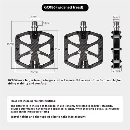 GUB GC086 1 Pair Carbon Fiber Pedals Triple Sealed Bearings Bicycle Pedals for Mountain Bike Road Bike