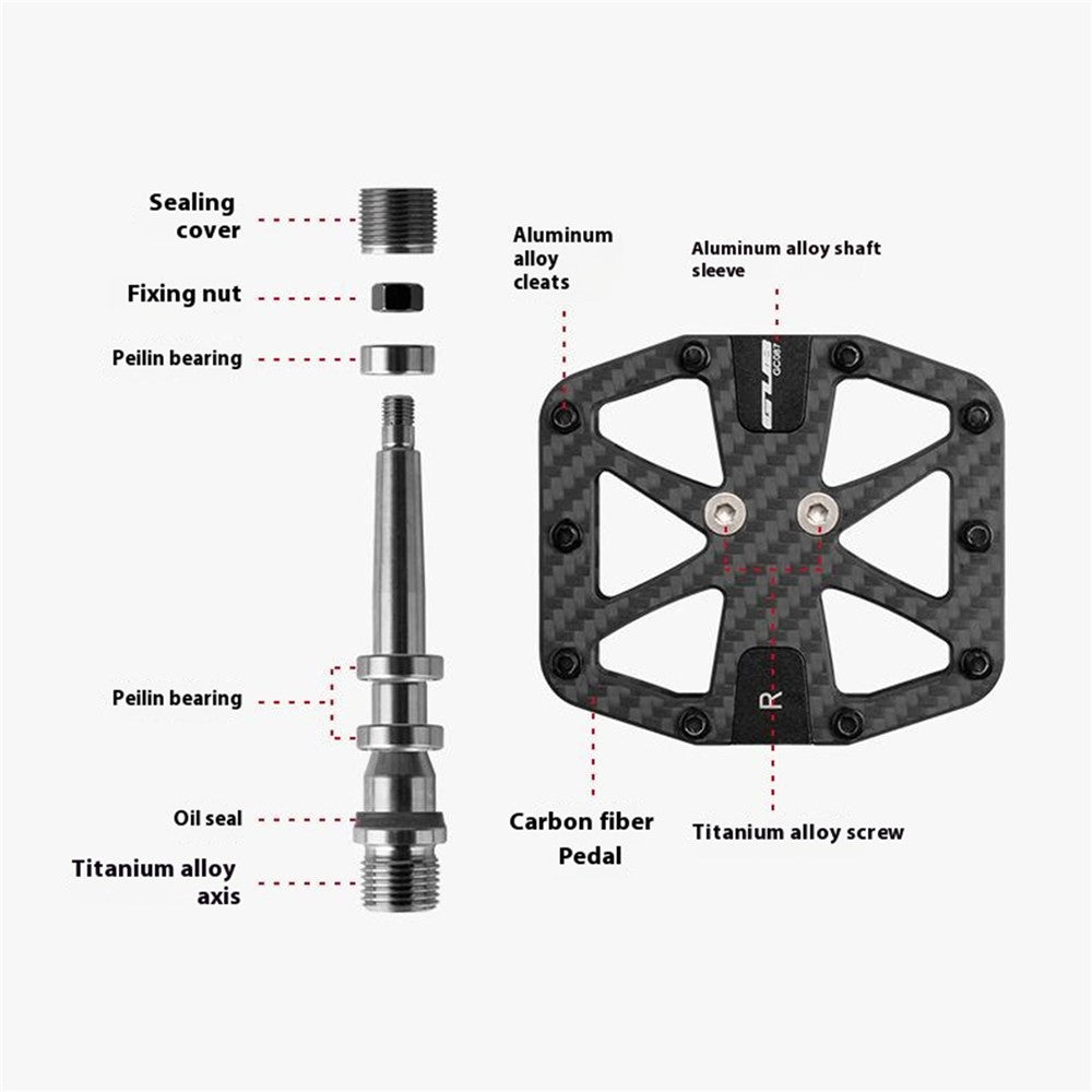 GUB GC086 1 Pair Carbon Fiber Pedals Triple Sealed Bearings Bicycle Pedals for Mountain Bike Road Bike