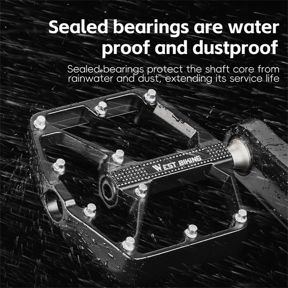 WEST BIKING YP0802131 1 Pair Bike Pedals Aluminum Alloy Triple Bearing Cycling Pedals for Mountain Road Bikes