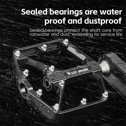WEST BIKING YP0802131 1 Pair Bike Pedals Aluminum Alloy Triple Bearing Cycling Pedals for Mountain Road Bikes