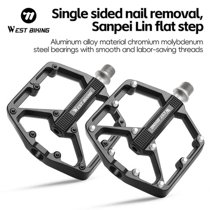 WEST BIKING YP0802131 1 Pair Bike Pedals Aluminum Alloy Triple Bearing Cycling Pedals for Mountain Road Bikes