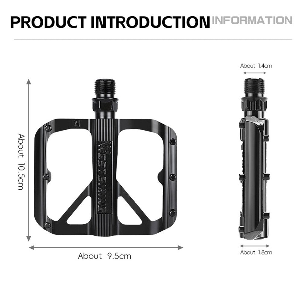 WEST BIKING YP0802126 1 Pair Bike Pedals Triple Bearing Aluminum Alloy MTB Bicycle Foot Pedals