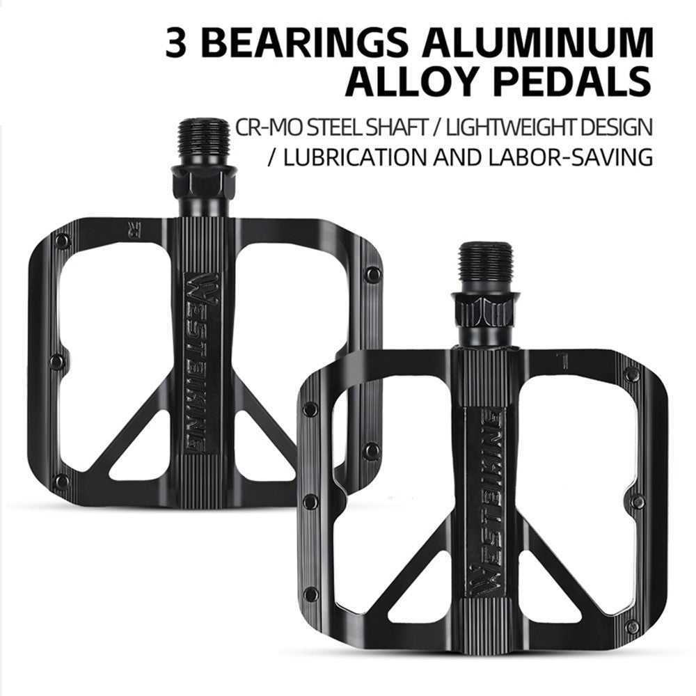 WEST BIKING YP0802126 1 Pair Bike Pedals Triple Bearing Aluminum Alloy MTB Bicycle Foot Pedals