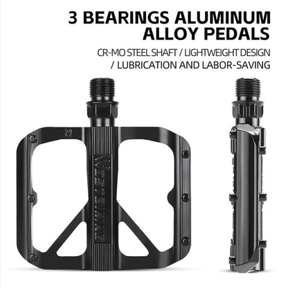 WEST BIKING YP0802126 1 Pair Bike Pedals Triple Bearing Aluminum Alloy MTB Bicycle Foot Pedals