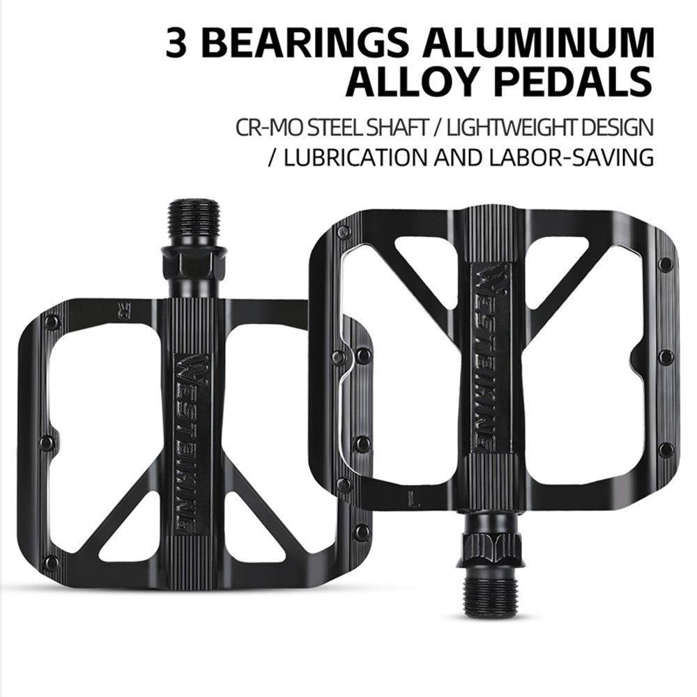 WEST BIKING YP0802126 1 Pair Bike Pedals Triple Bearing Aluminum Alloy MTB Bicycle Foot Pedals