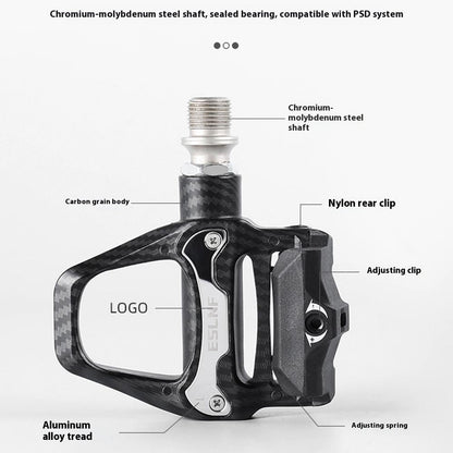 ESLNF 10EE0031 Mountain Road Bike Pedals Self Locking Carbon Fiber Texture Aluminum Alloy Pedals