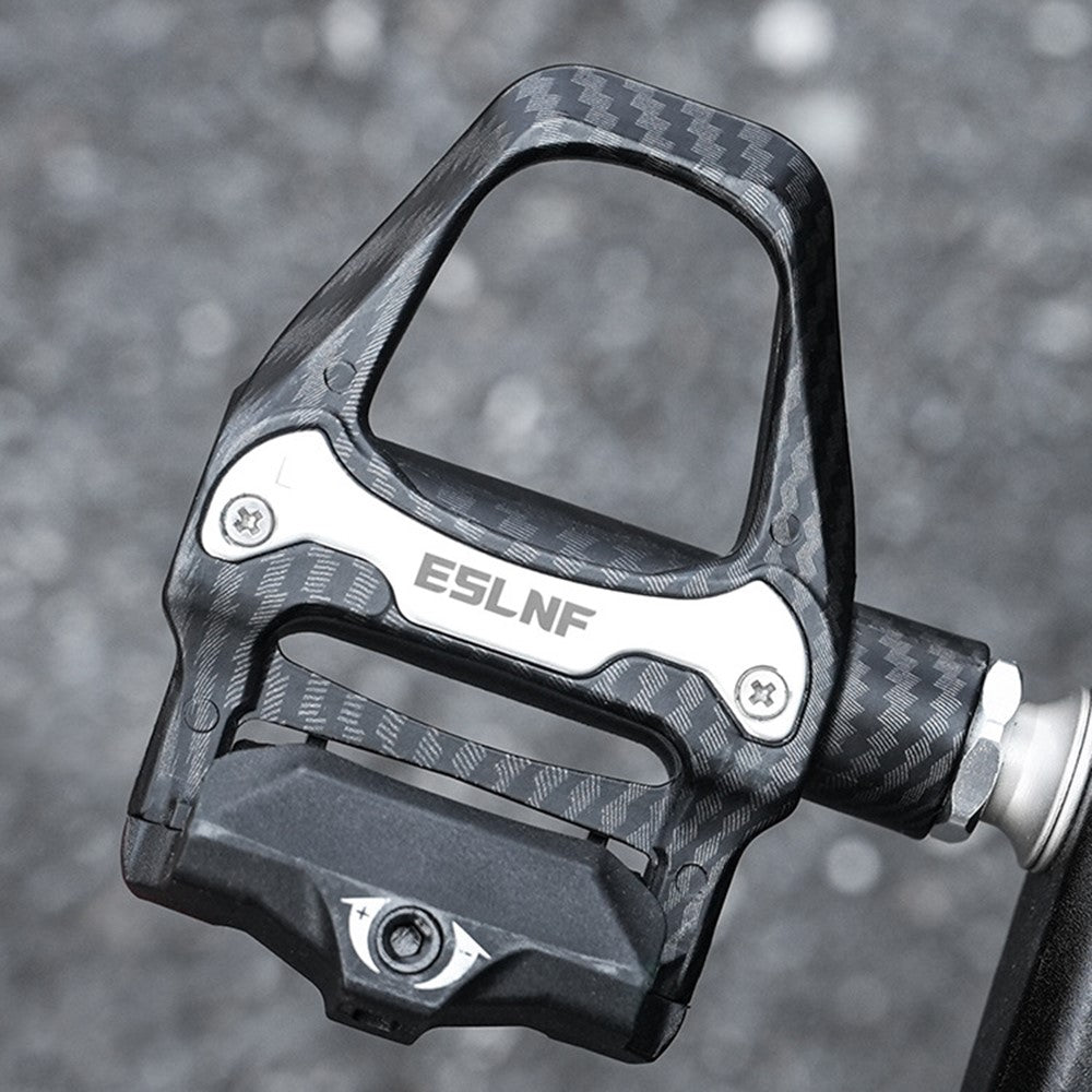 ESLNF 10EE0031 Mountain Road Bike Pedals Self Locking Carbon Fiber Texture Aluminum Alloy Pedals