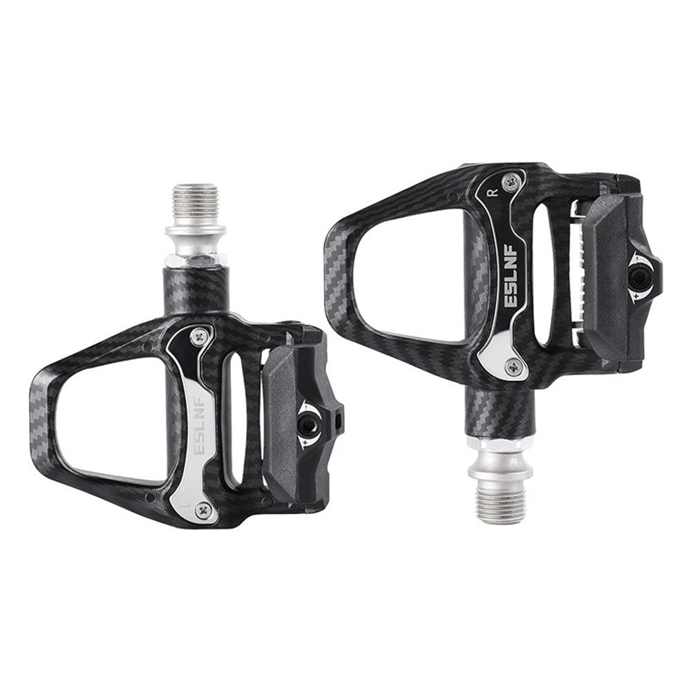 ESLNF 10EE0031 Mountain Road Bike Pedals Self Locking Carbon Fiber Texture Aluminum Alloy Pedals
