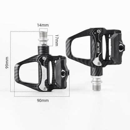 ESLNF 10EE0031 Mountain Road Bike Pedals Self Locking Carbon Fiber Texture Aluminum Alloy Pedals