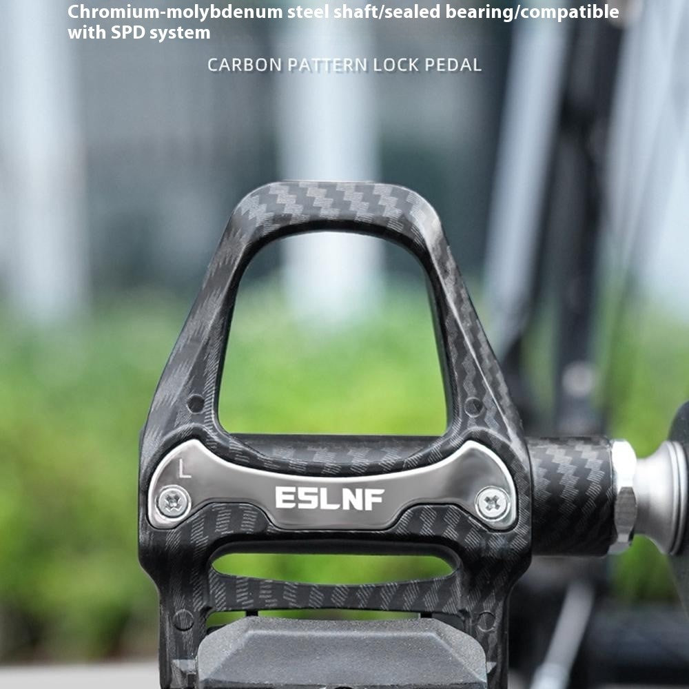 ESLNF 10EE0031 Mountain Road Bike Pedals Self Locking Carbon Fiber Texture Aluminum Alloy Pedals