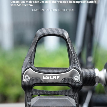 ESLNF 10EE0031 Mountain Road Bike Pedals Self Locking Carbon Fiber Texture Aluminum Alloy Pedals
