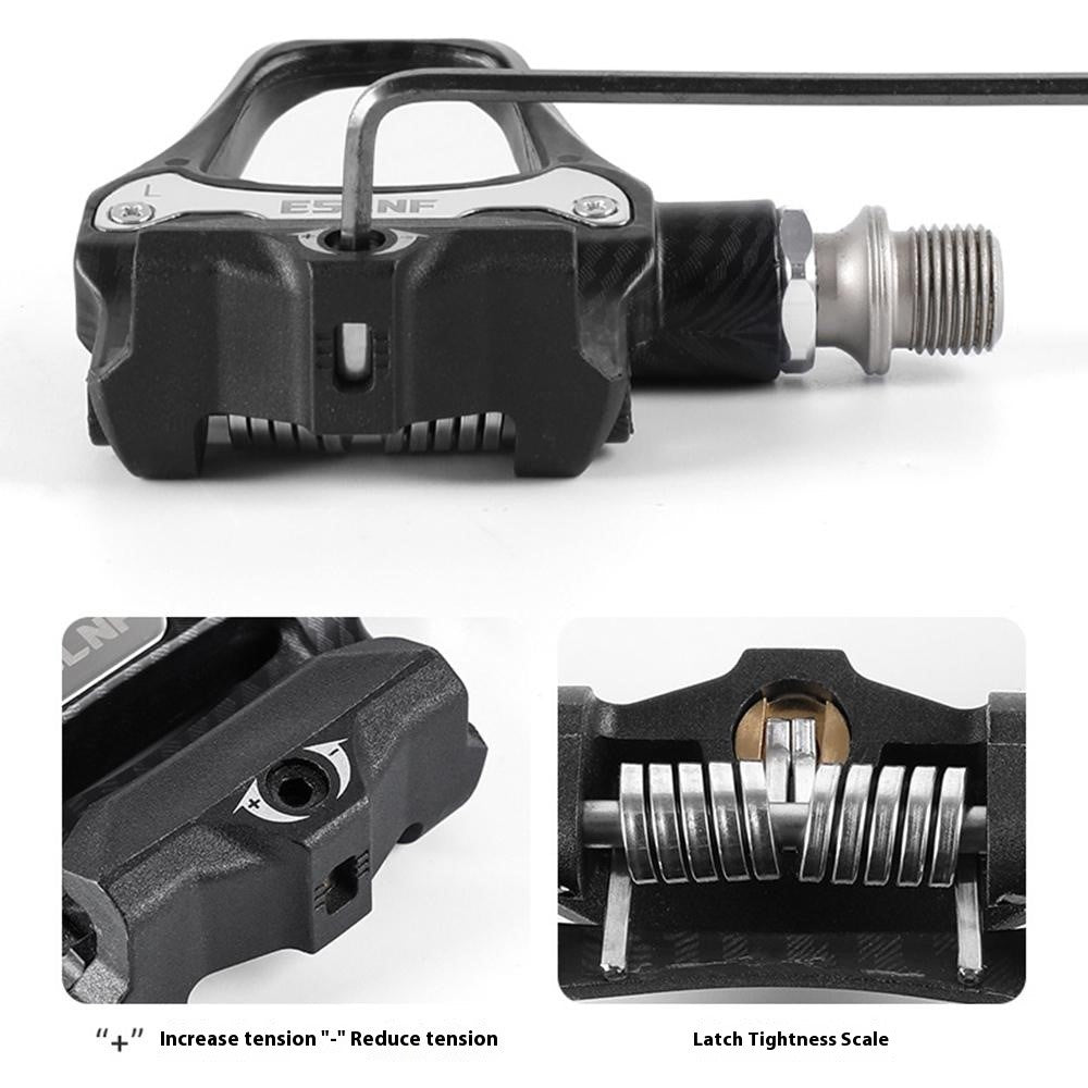 ESLNF 10EE0031 Mountain Road Bike Pedals Self Locking Carbon Fiber Texture Aluminum Alloy Pedals