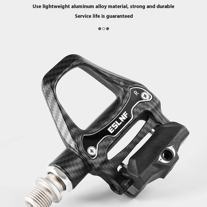 ESLNF 10EE0031 Mountain Road Bike Pedals Self Locking Carbon Fiber Texture Aluminum Alloy Pedals