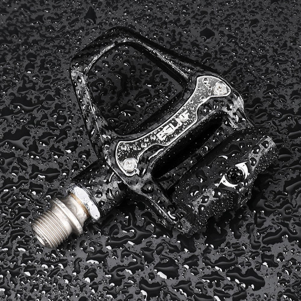 ESLNF 10EE0031 Mountain Road Bike Pedals Self Locking Carbon Fiber Texture Aluminum Alloy Pedals