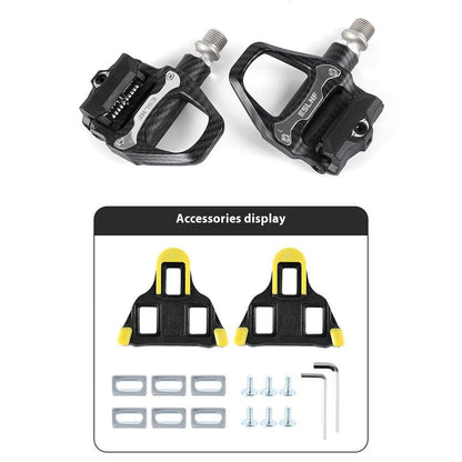ESLNF 10EE0031 Mountain Road Bike Pedals Self Locking Carbon Fiber Texture Aluminum Alloy Pedals