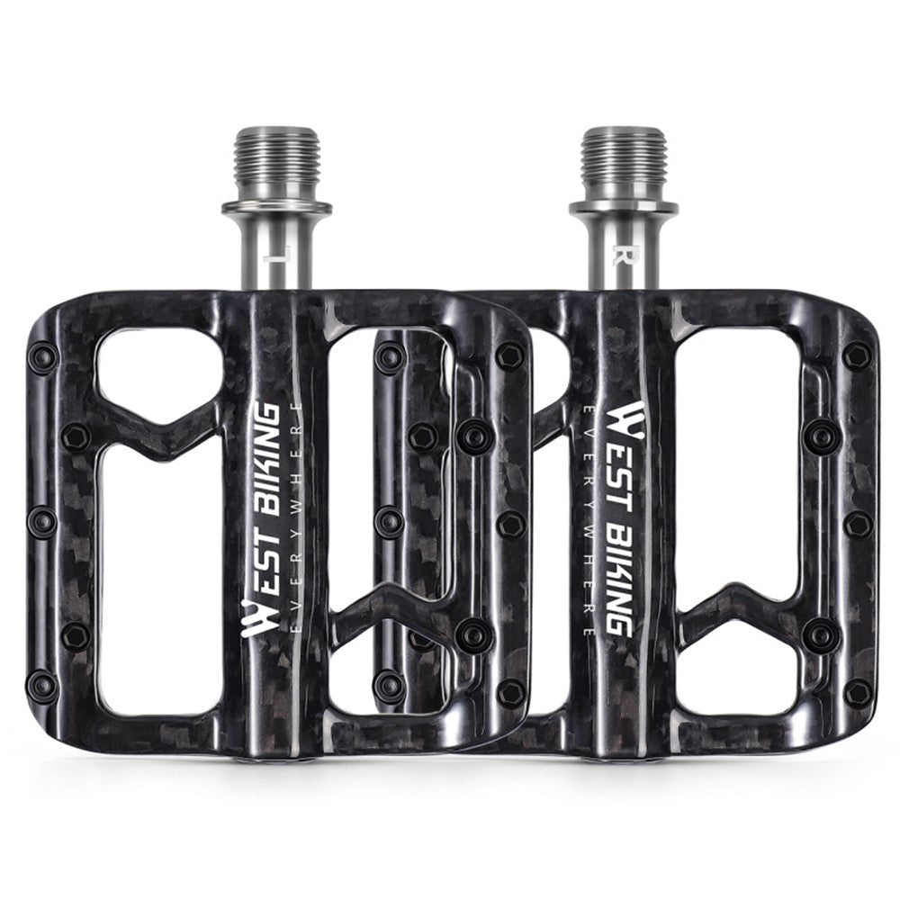 WEST BIKING YP0802132 1 Pair Carbon Fiber Pedals Titanium Alloy Spindle Road Folding Bicycle Ultralight Pedals