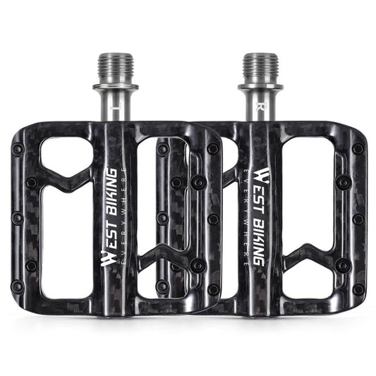 WEST BIKING YP0802132 1 Pair Carbon Fiber Pedals Titanium Alloy Spindle Road Folding Bicycle Ultralight Pedals