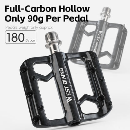 WEST BIKING YP0802132 1 Pair Carbon Fiber Pedals Titanium Alloy Spindle Road Folding Bicycle Ultralight Pedals