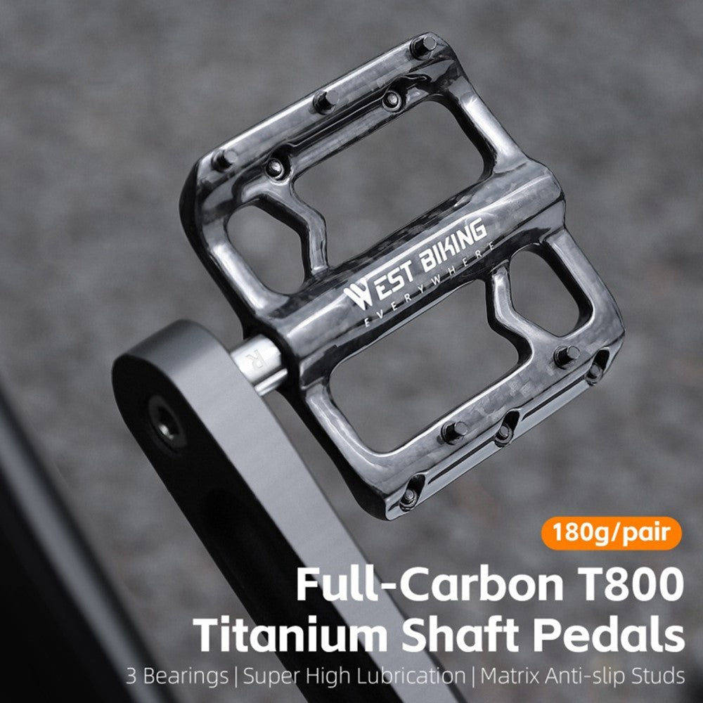 WEST BIKING YP0802132 1 Pair Carbon Fiber Pedals Titanium Alloy Spindle Road Folding Bicycle Ultralight Pedals