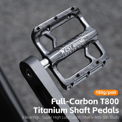 WEST BIKING YP0802132 1 Pair Carbon Fiber Pedals Titanium Alloy Spindle Road Folding Bicycle Ultralight Pedals