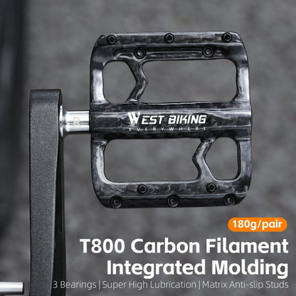 WEST BIKING YP0802132 1 Pair Carbon Fiber Pedals Titanium Alloy Spindle Road Folding Bicycle Ultralight Pedals