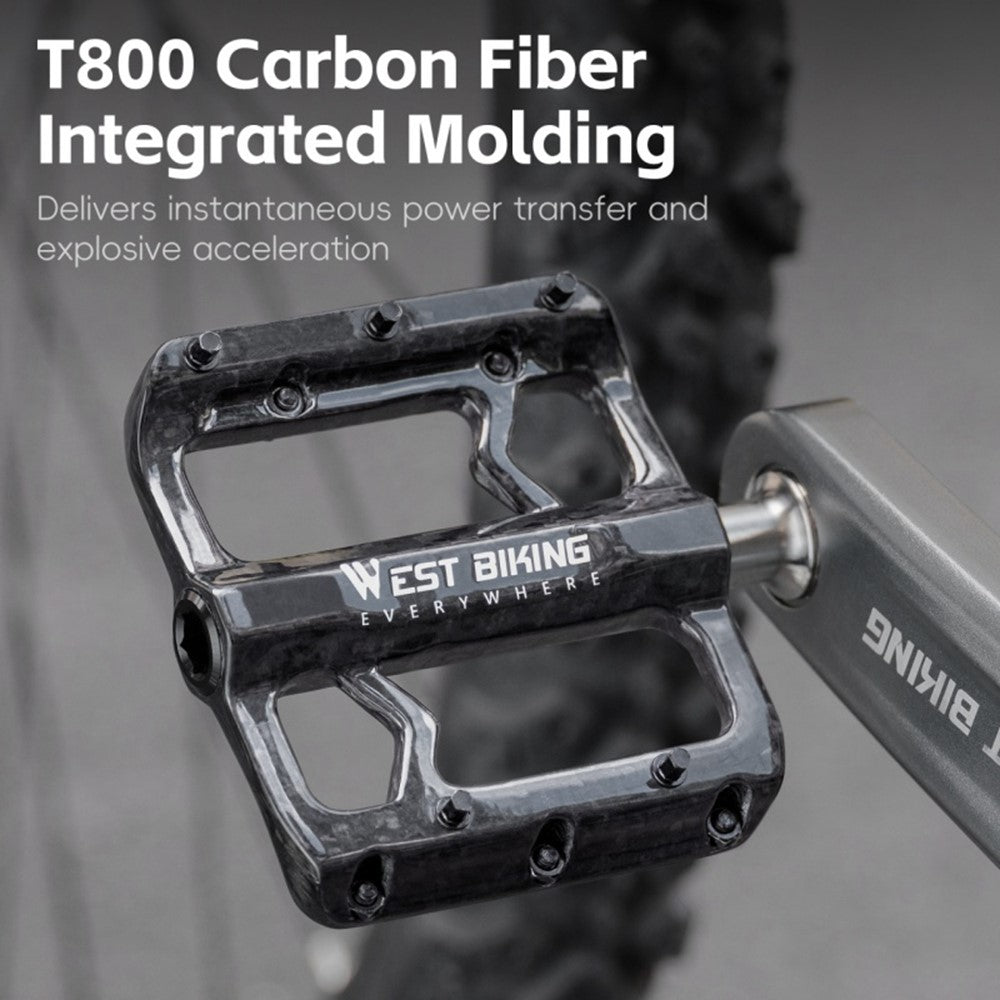 WEST BIKING YP0802132 1 Pair Carbon Fiber Pedals Titanium Alloy Spindle Road Folding Bicycle Ultralight Pedals