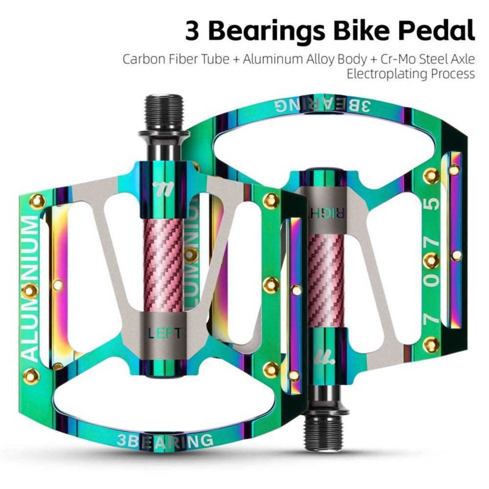 WEST BIKING 1 Pair Mountain Road Bike Aluminum Alloy Pedals Triple Bearing Electroplated Cycling Pedal