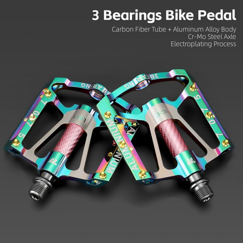 WEST BIKING 1 Pair Mountain Road Bike Aluminum Alloy Pedals Triple Bearing Electroplated Cycling Pedal