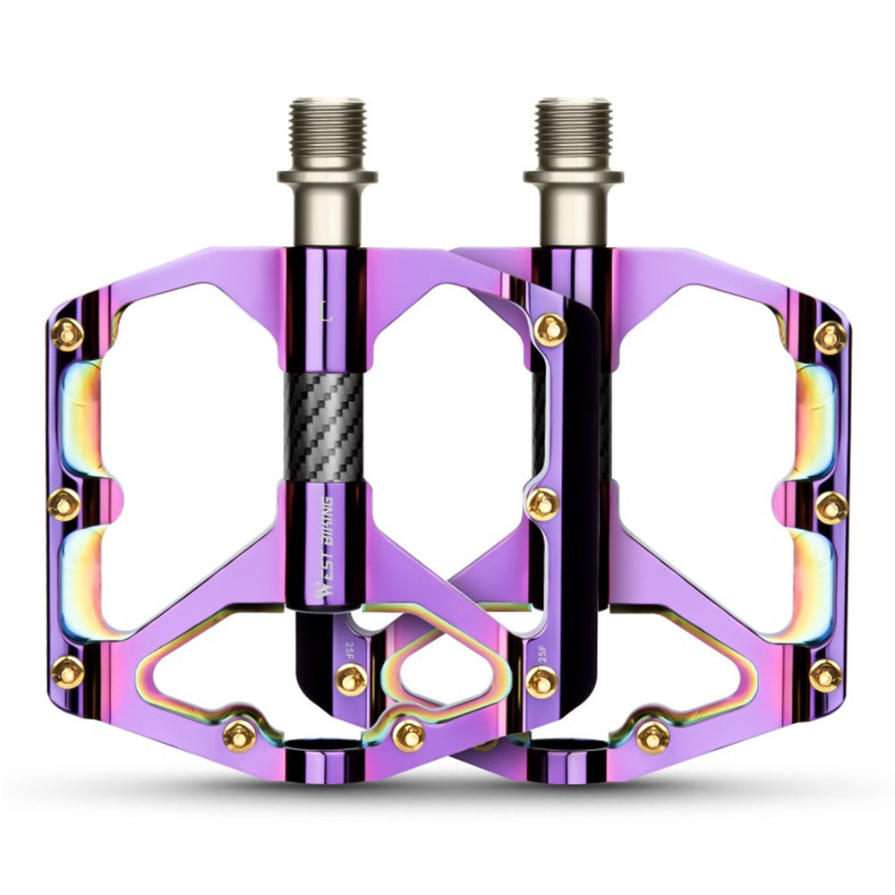WEST BIKING 3 Bearings Mountain Bike Pedals Electroplated Aluminum Alloy Wide Platform Non-Slip Pedals, Black Axis