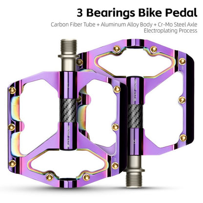 WEST BIKING 3 Bearings Mountain Bike Pedals Electroplated Aluminum Alloy Wide Platform Non-Slip Pedals, Black Axis