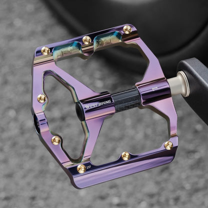 WEST BIKING 3 Bearings Mountain Bike Pedals Electroplated Aluminum Alloy Wide Platform Non-Slip Pedals, Black Axis