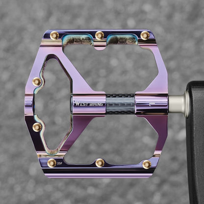 WEST BIKING 3 Bearings Mountain Bike Pedals Electroplated Aluminum Alloy Wide Platform Non-Slip Pedals, Black Axis