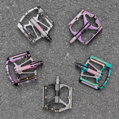 WEST BIKING 3 Bearings Mountain Bike Pedals Electroplated Aluminum Alloy Wide Platform Non-Slip Pedals, Black Axis