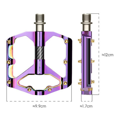 WEST BIKING 3 Bearings Mountain Bike Pedals Electroplated Aluminum Alloy Wide Platform Non-Slip Pedals, Black Axis