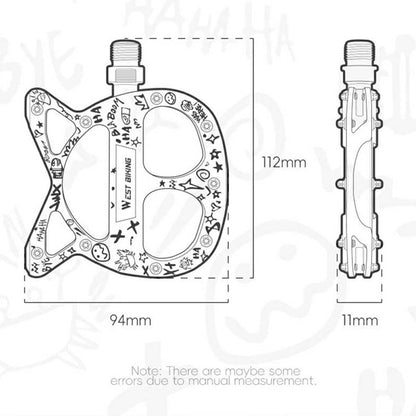WEST BIKING YP0802137 Aluminum Alloy Bicycle Pedals Triple Sealed Bearings Anti Slip Bike Pedals