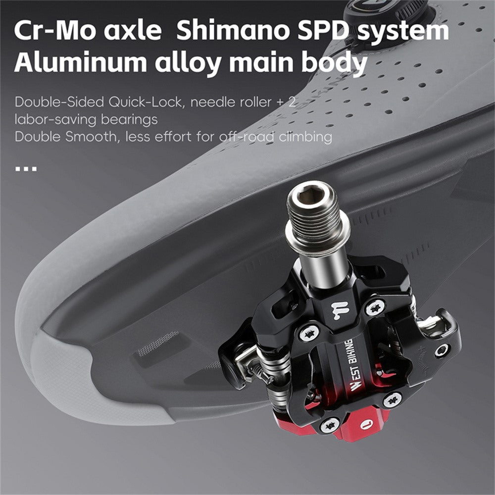 WEST BIKING YP0802148 1 Pair MTB Self Locking Pedals Aluminum Alloy Moutain Bike Pedals Compatible with SPD