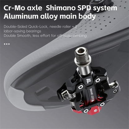 WEST BIKING YP0802148 1 Pair MTB Self Locking Pedals Aluminum Alloy Moutain Bike Pedals Compatible with SPD