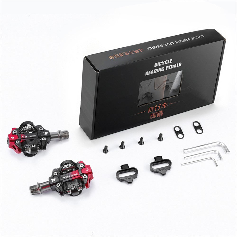 WEST BIKING YP0802148 1 Pair MTB Self Locking Pedals Aluminum Alloy Moutain Bike Pedals Compatible with SPD