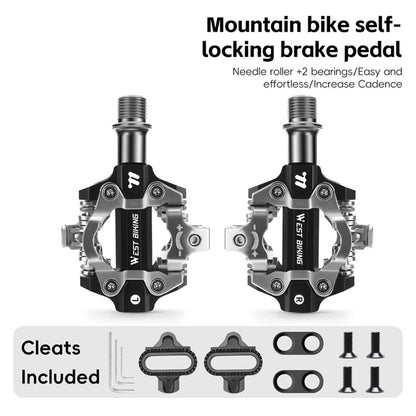 WEST BIKING YP0802148 1 Pair MTB Self Locking Pedals Aluminum Alloy Moutain Bike Pedals Compatible with SPD