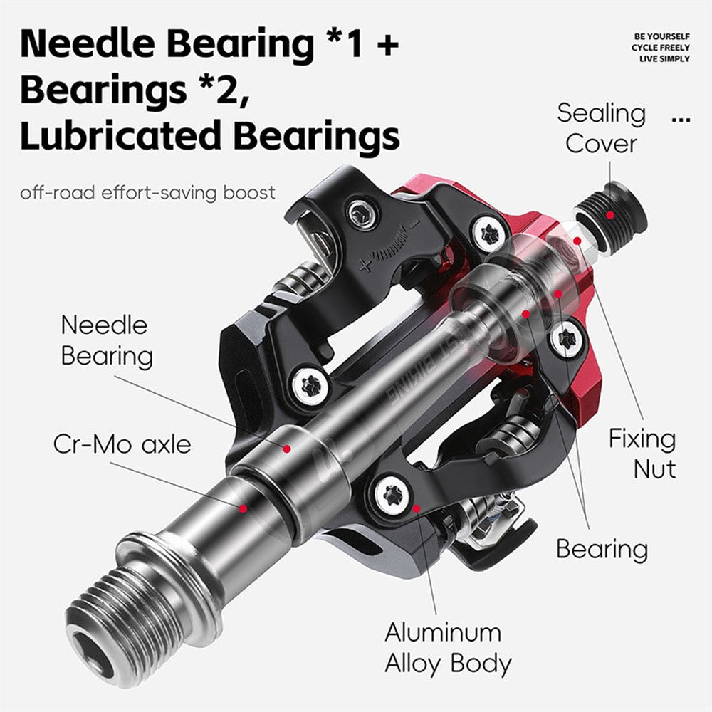 WEST BIKING YP0802148 1 Pair MTB Self Locking Pedals Aluminum Alloy Moutain Bike Pedals Compatible with SPD