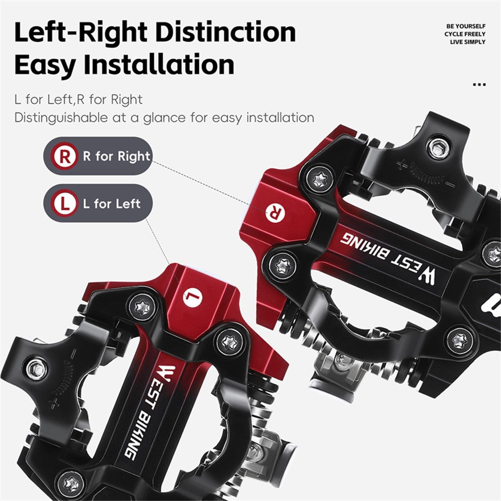 WEST BIKING YP0802148 1 Pair MTB Self Locking Pedals Aluminum Alloy Moutain Bike Pedals Compatible with SPD