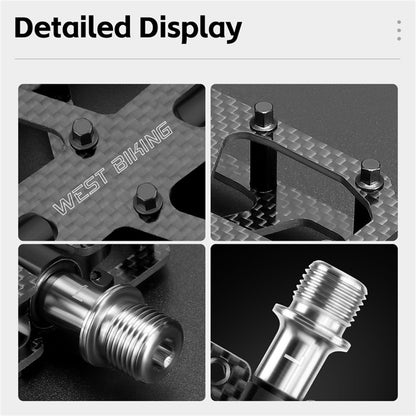 WEST BIKING YP0802147 1 Pair Triple Bearing Pedals for Road Bicycle Anti Slip Carbon Fiber Bike Pedals