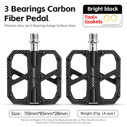 WEST BIKING YP0802147 1 Pair Triple Bearing Pedals for Road Bicycle Anti Slip Carbon Fiber Bike Pedals