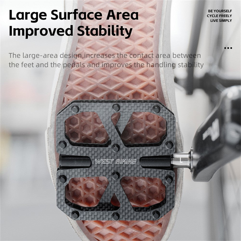 WEST BIKING YP0802147 1 Pair Triple Bearing Pedals for Road Bicycle Anti Slip Carbon Fiber Bike Pedals