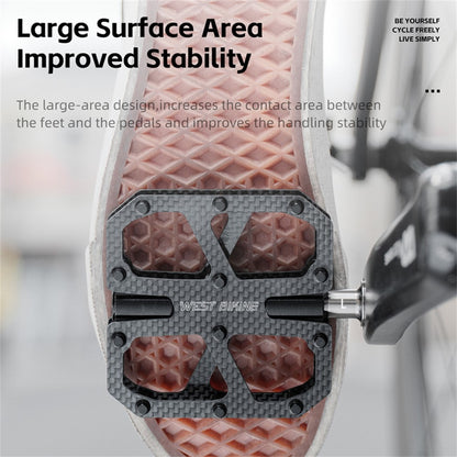 WEST BIKING YP0802147 1 Pair Triple Bearing Pedals for Road Bicycle Anti Slip Carbon Fiber Bike Pedals