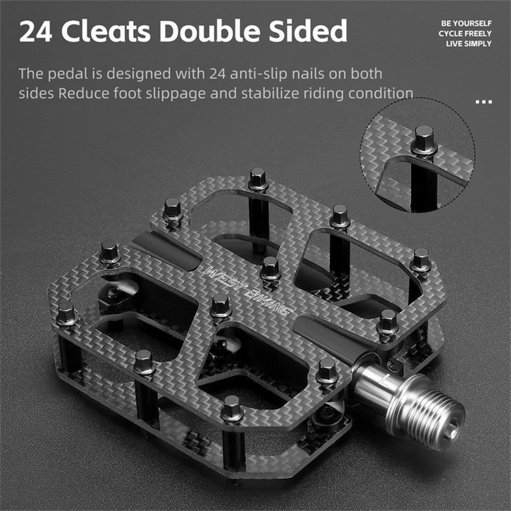 WEST BIKING YP0802147 1 Pair Triple Bearing Pedals for Road Bicycle Anti Slip Carbon Fiber Bike Pedals