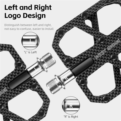 WEST BIKING YP0802147 1 Pair Triple Bearing Pedals for Road Bicycle Anti Slip Carbon Fiber Bike Pedals