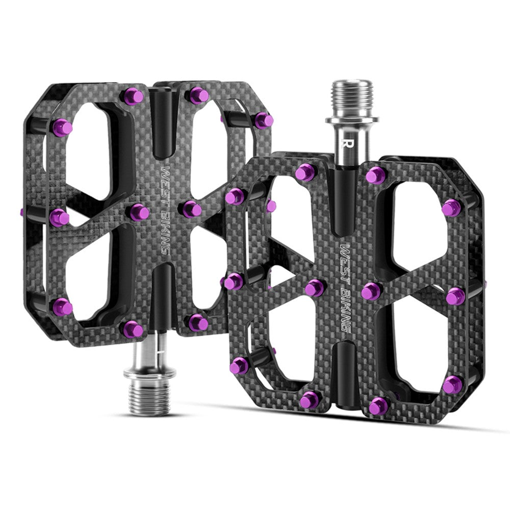 WEST BIKING YP0802147 1 Pair Triple Bearing Pedals for Road Bicycle Anti Slip Carbon Fiber Bike Pedals