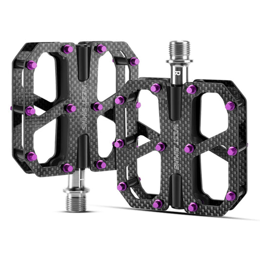 WEST BIKING YP0802147 1 Pair Triple Bearing Pedals for Road Bicycle Anti Slip Carbon Fiber Bike Pedals