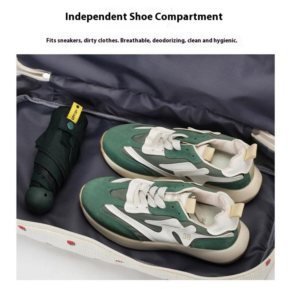 Strawberry Print Expandable Gym Duffel Bag Oxford Cloth Travel Weekender with Shoe Compartment